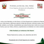 SALUDO DEL SEÑOR PRESIDENTE DEL PODER JUDICIAL POR LAS FIESTAS NAVIDEÑAS