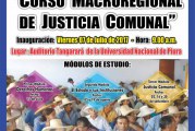 PRESIDENTE DEL PODER JUDICIAL INAUGURA ESTE VIERNES CURSO MACRORREGIONAL DE JUSTICIA COMUNAL