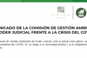 COMUNICADO DE LA COMISIÓN DE GESTIÓN AMBIENTAL DEL PODER JUDICIAL FRENTE A LA CRISIS DEL COVID 19